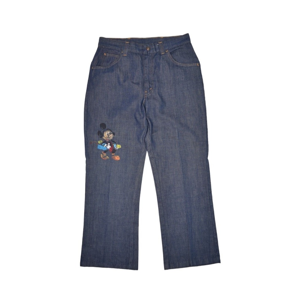 Vintage JCPenney Jeans Womens 12 30x26 Dark Wash Mickey Mouse Hand Painted